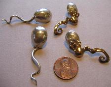 Enlarged view of Sperm and Fallopian Tube Earrings